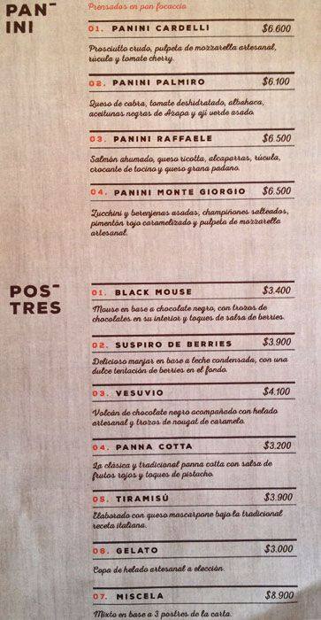 Stgo Roma menu