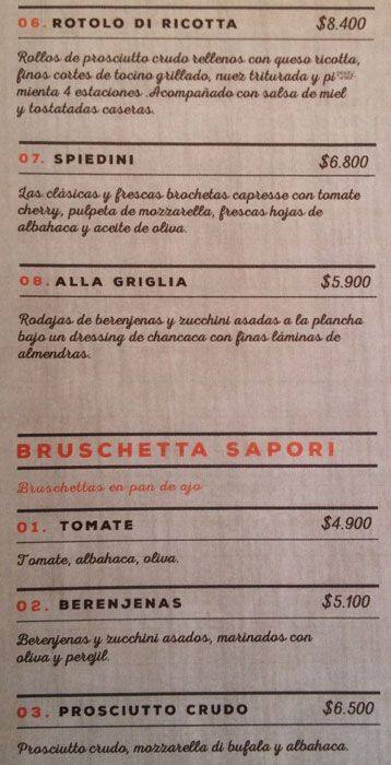 Stgo Roma menu