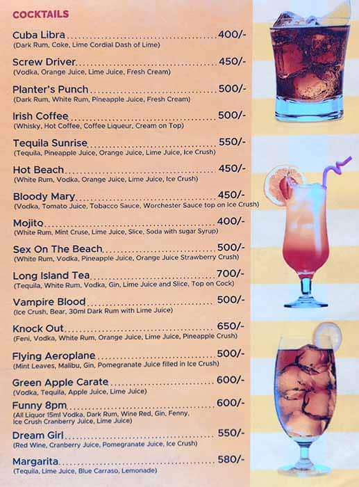 Cafe Blue CoCoNuT menu