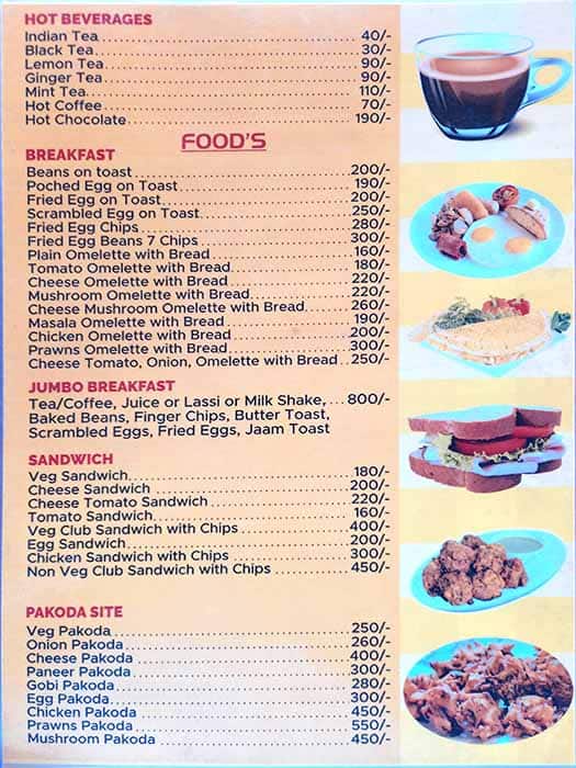 Cafe Blue CoCoNuT menu