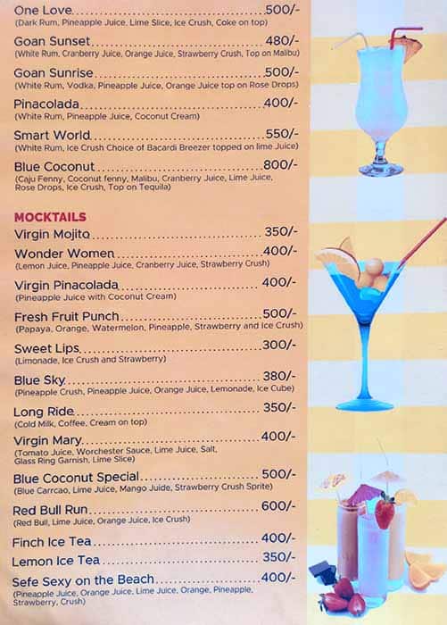 Cafe Blue CoCoNuT menu