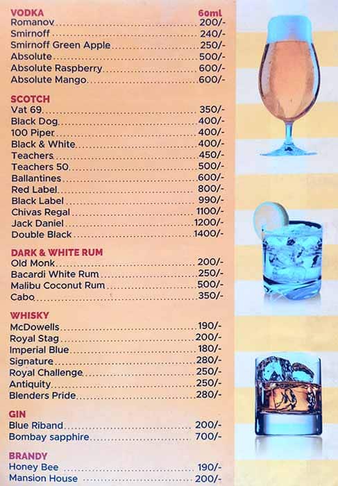 Cafe Blue CoCoNuT menu