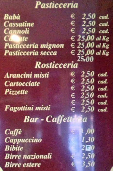 Menu di Sicilia in Bocca 