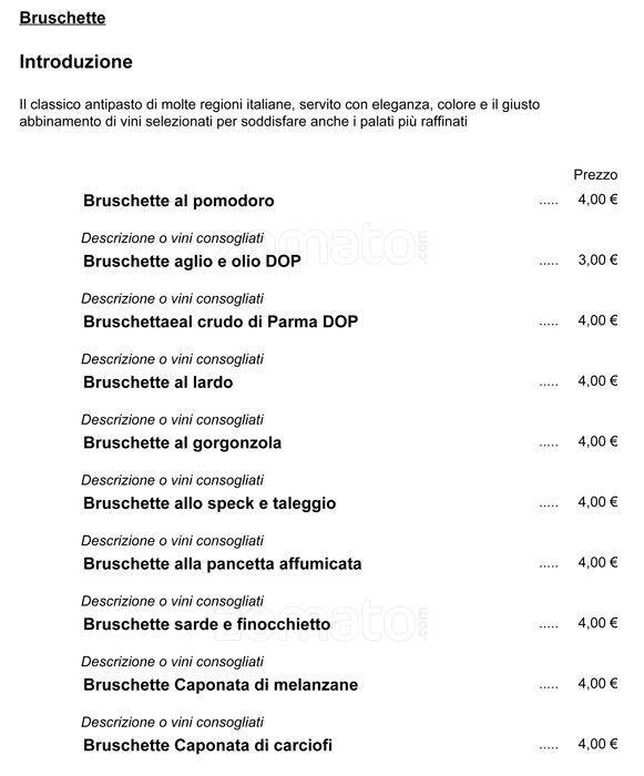 Menu di Calice DiVino 