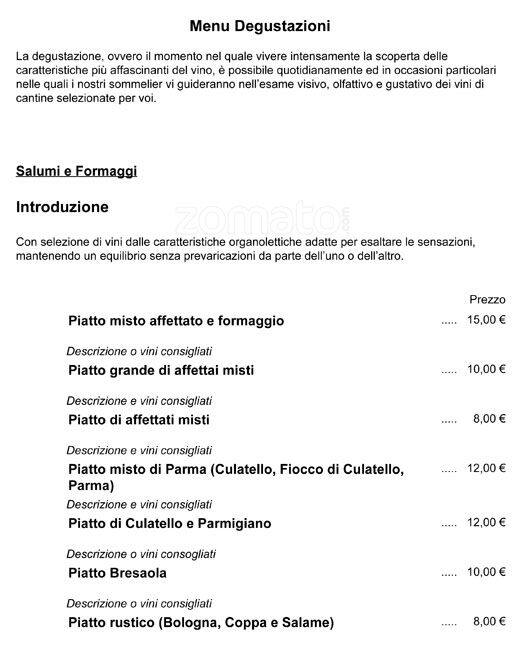 Menu di Calice DiVino 