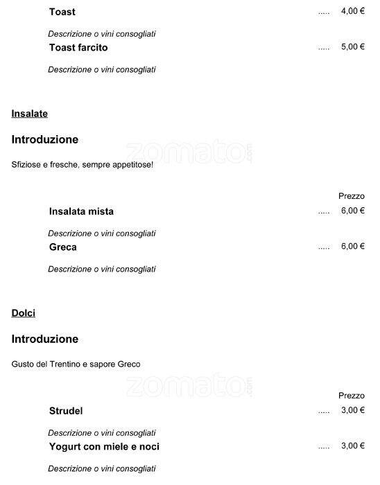 Menu di Calice DiVino 