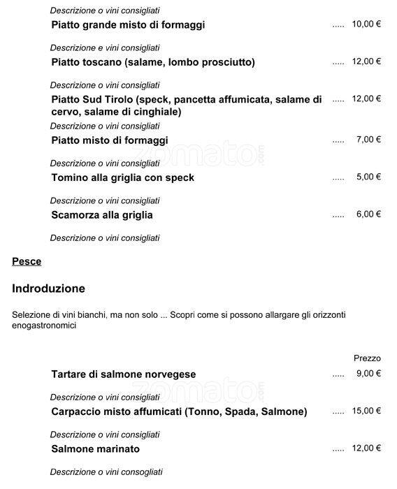 Menu di Calice DiVino 