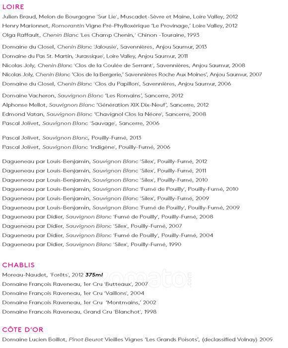 Menu at Dirty French pub & bar, New York City