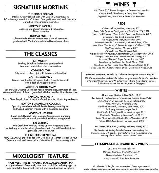 mortons wine list