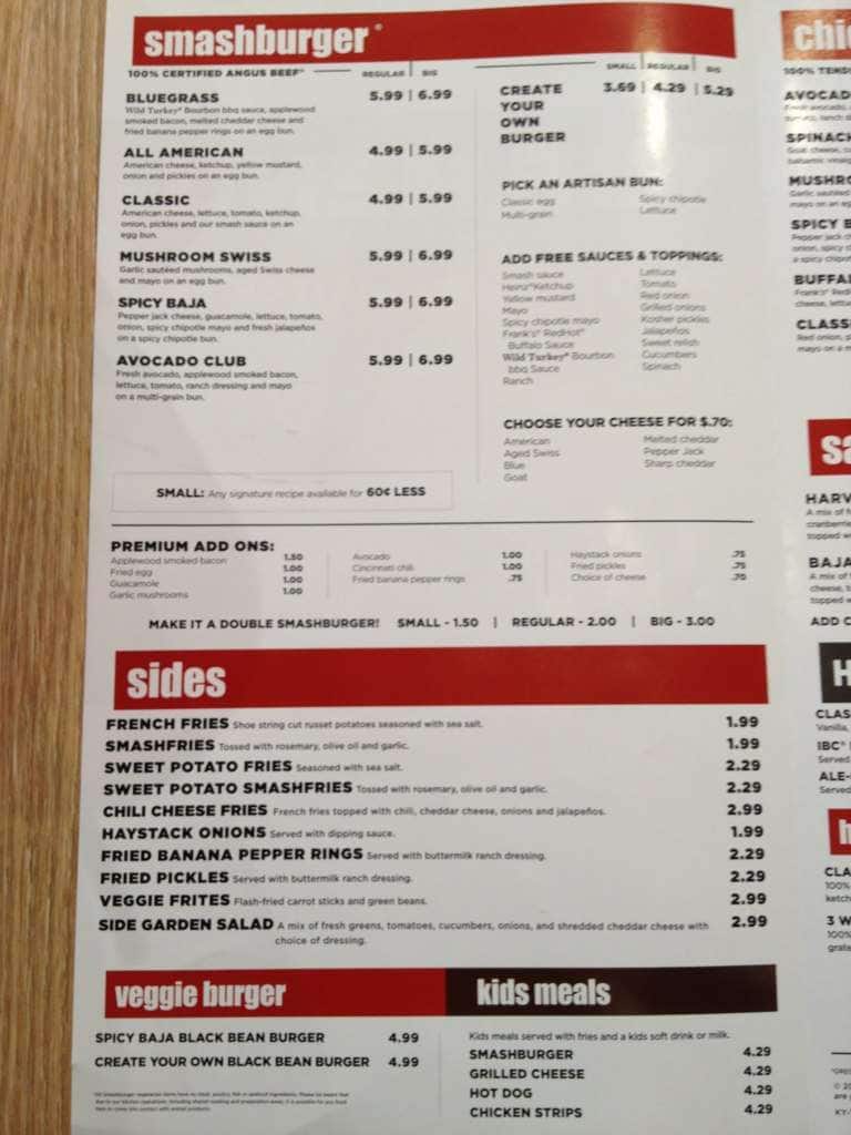 Smashburger Menu, Menu for Smashburger, Downtown, Louisville