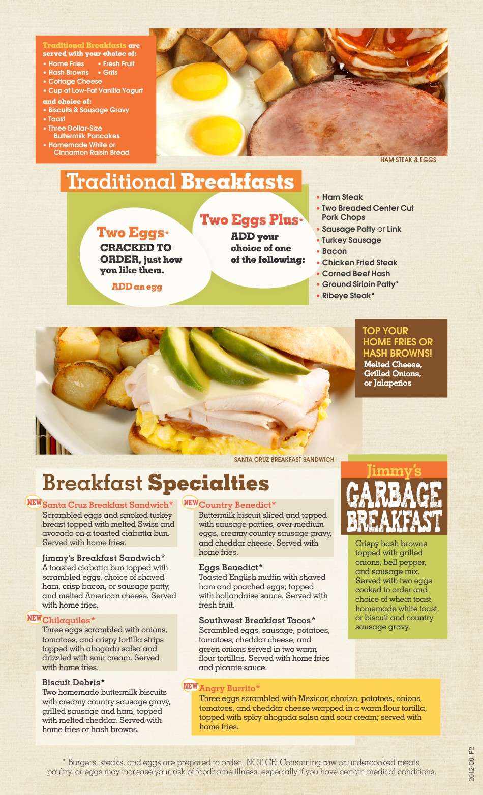 Menu for Jimmy's Egg, Enid, Enid