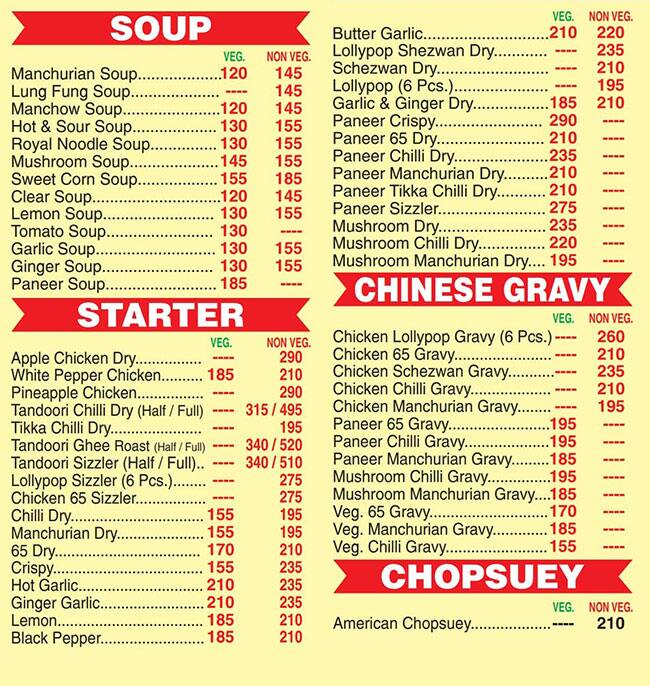 Menu of Khan's Mughlai Tikka & Chinese, Mira Road, Mumbai