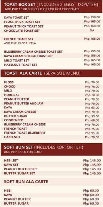 toast menu toast menu