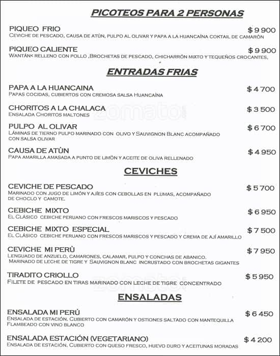 Mar & Tierra Menu,Menú para Mar & Tierra, La Florida 