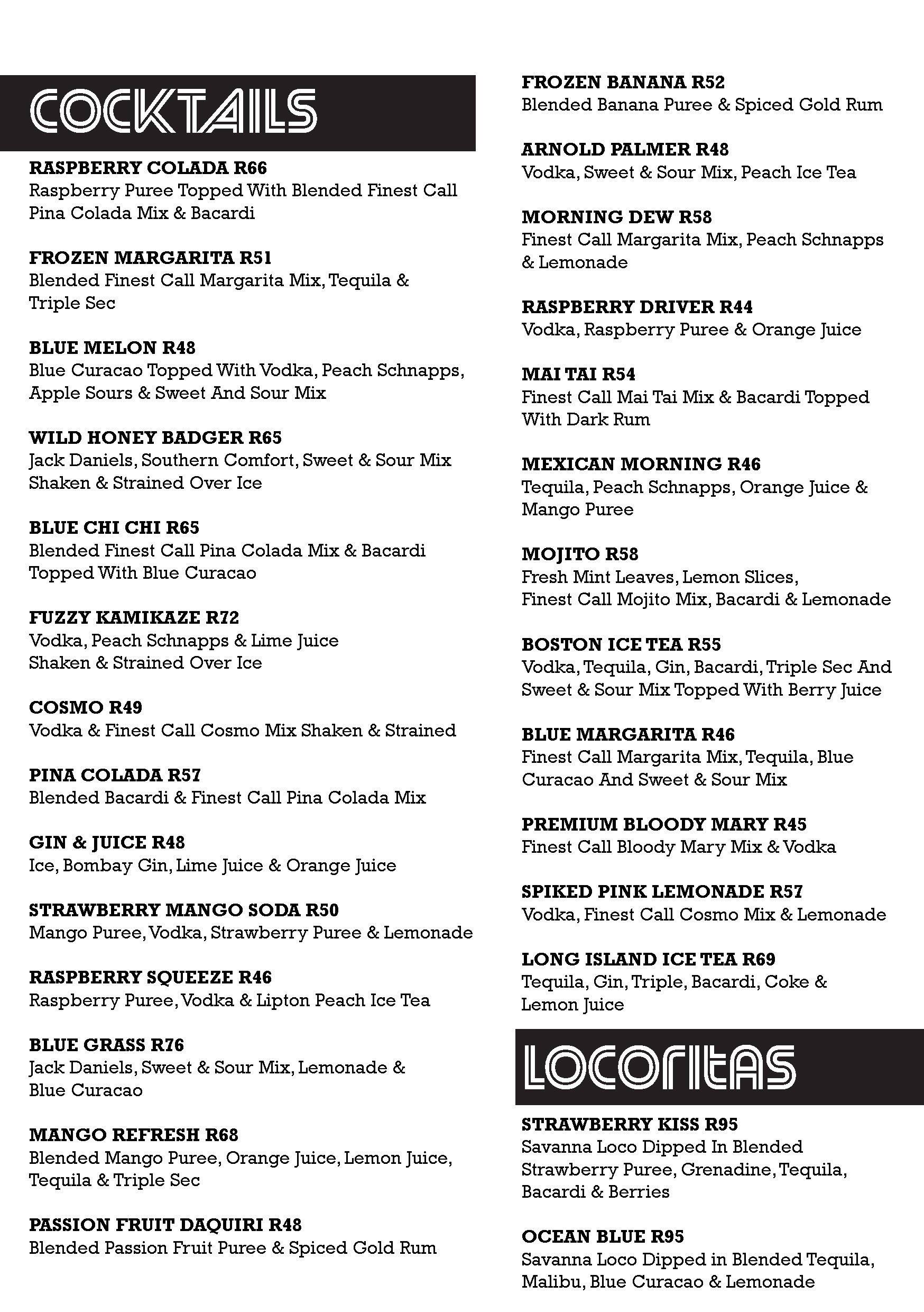 Menu at The Bench Eatery & Bar,