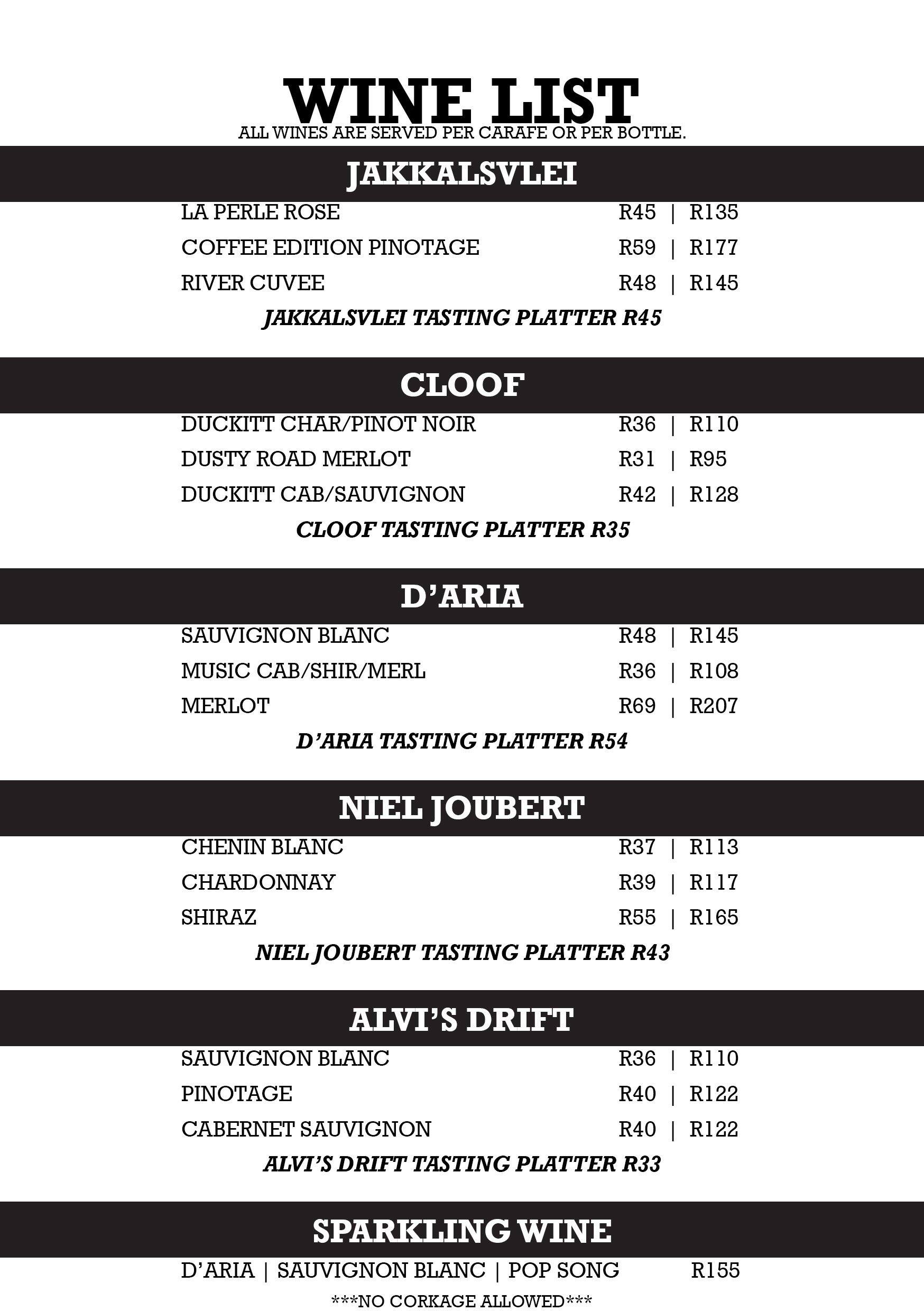 Menu at The Bench Eatery & Bar,