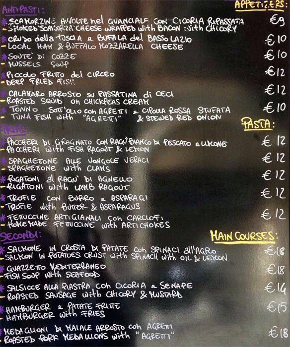 Menu di Bar la Giada 