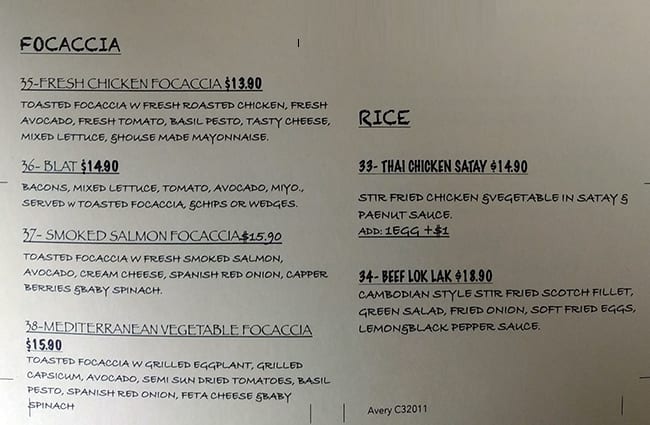 Menu at Coffee Home Cafe, Seaford