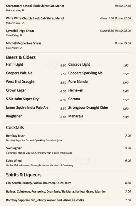 Menu at Beyond India | Modbury restaurant, Modbury North, 108 Kelly Rd