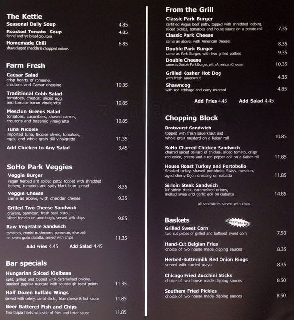 soho hotel new york menu