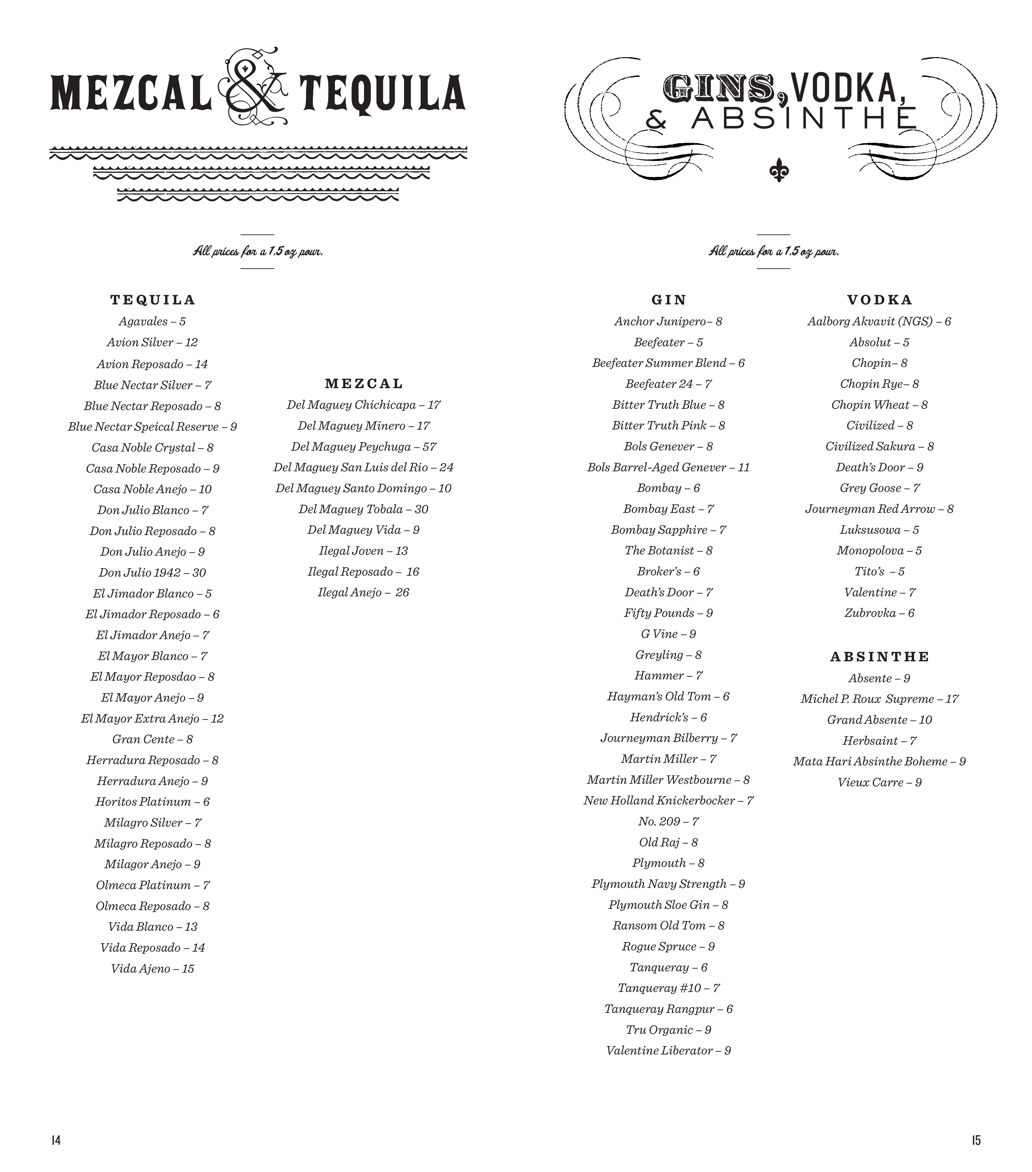 Menu at The Sugar House pub & bar, Detroit