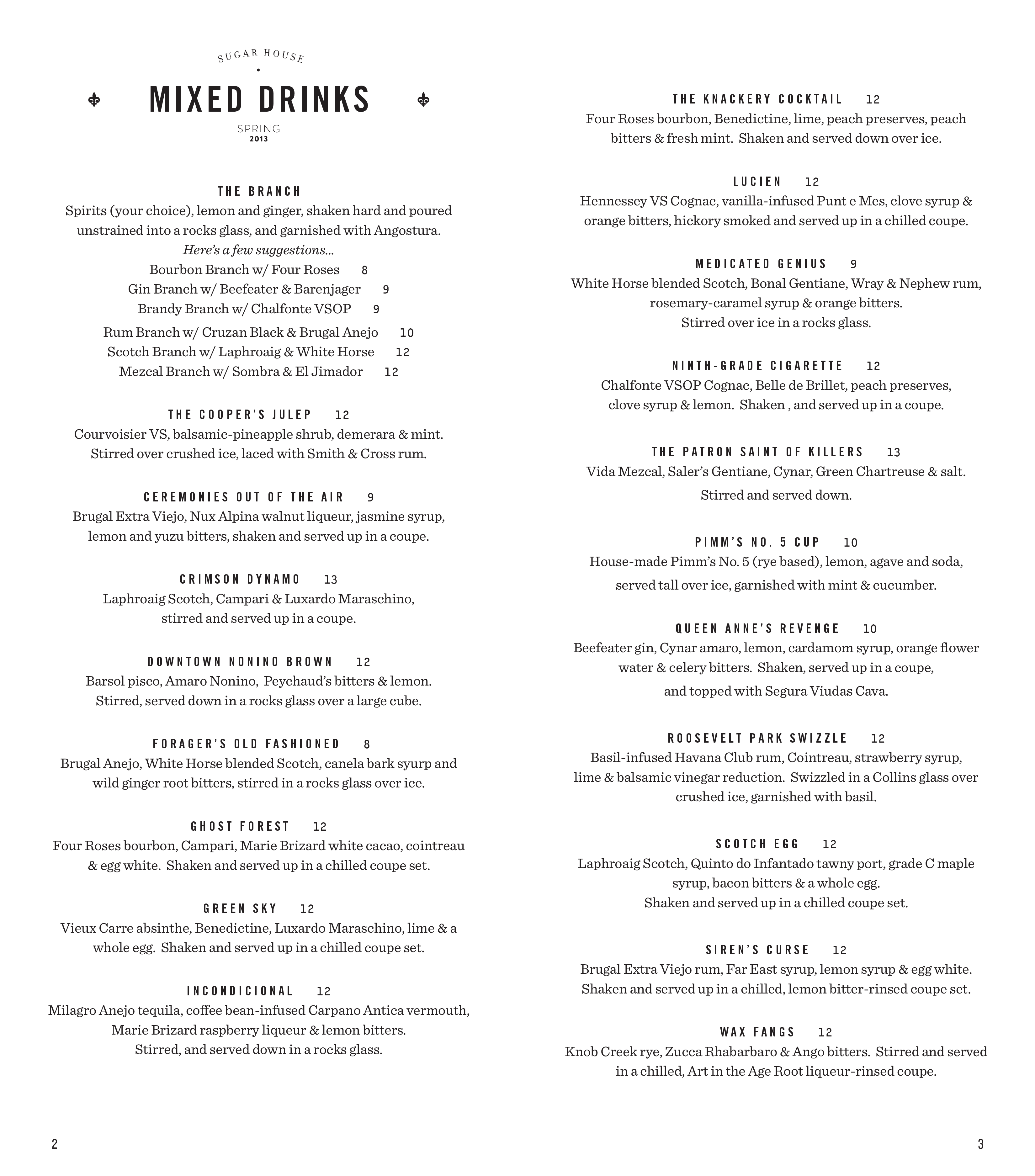 Menu at The Sugar House pub & bar, Detroit