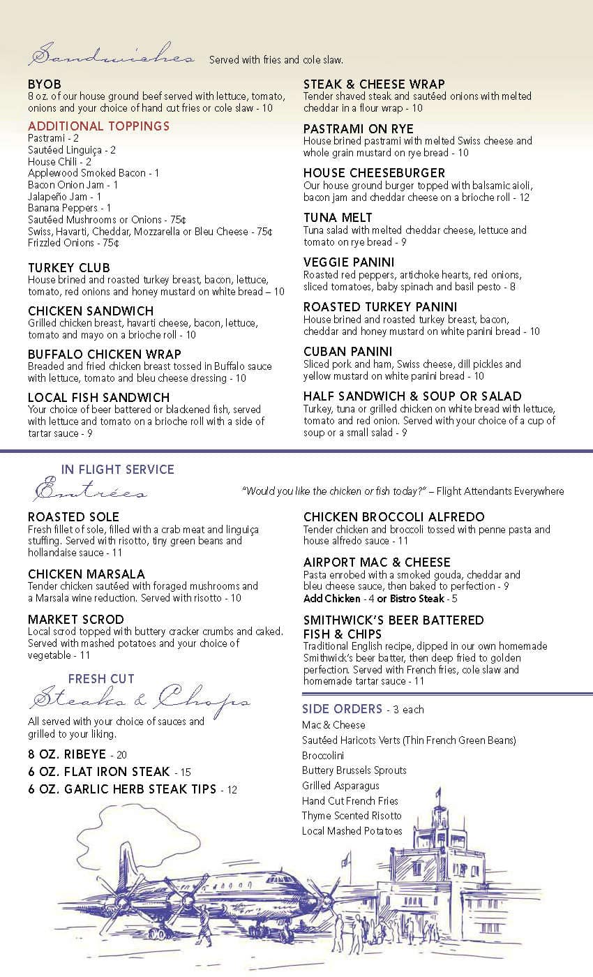 Menu at The Airport Grille restaurant, New Bedford, Airport Road