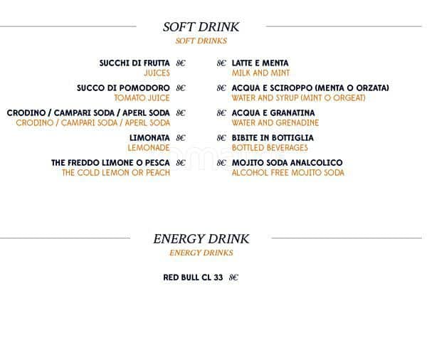 Menu di Terrazza Aperol 
