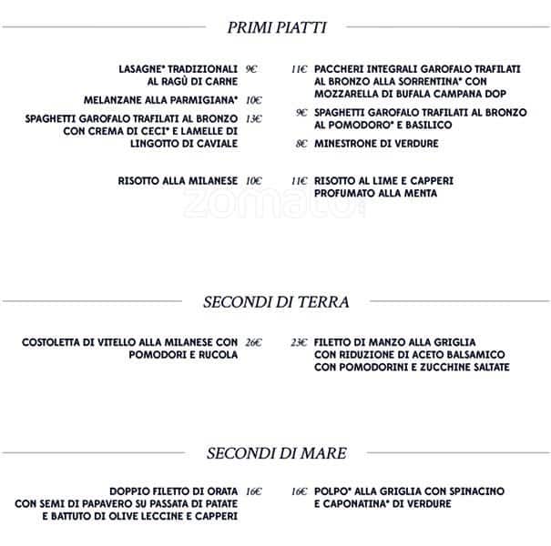 Menu di Terrazza Aperol 