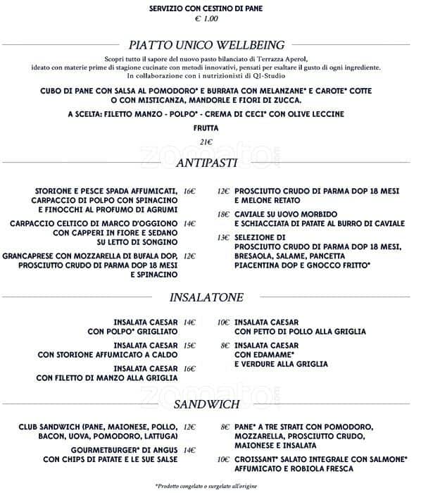 Menu di Terrazza Aperol 