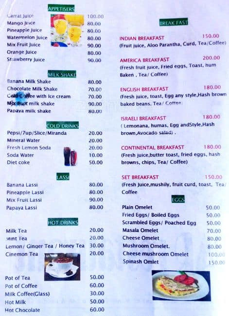 Oasis Hotel & Restaurant menu