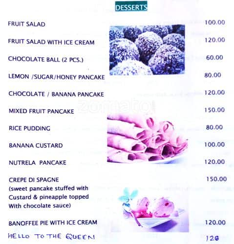Oasis Hotel & Restaurant menu