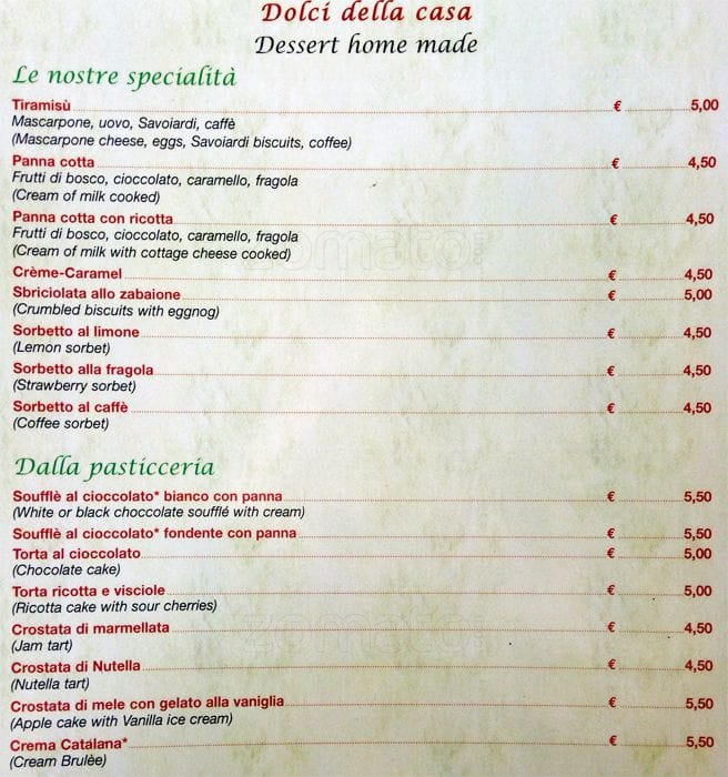 Menu da Antica Pizzeria Ricci Est Est Est, Roma