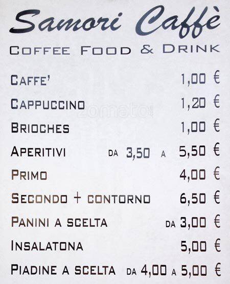 Menu di Samori Caffè 