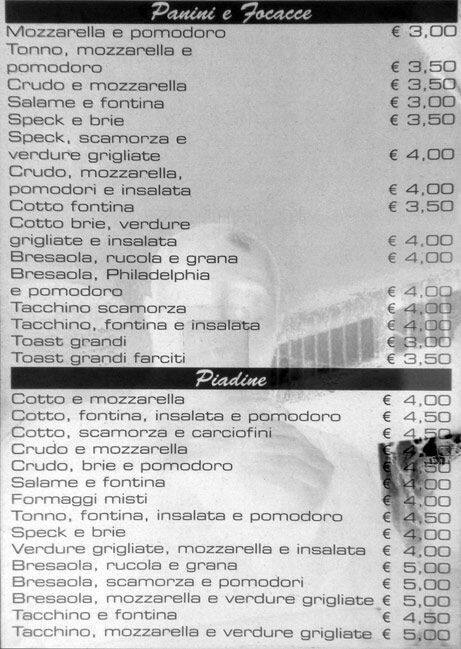 Menu di Samori Caffè 