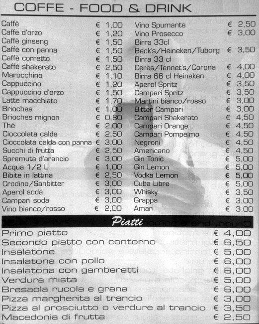 Menu di Samori Caffè 