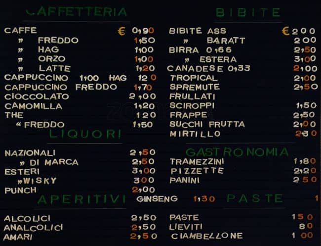 Menu di Bar Espero Di Rizzante Guido 