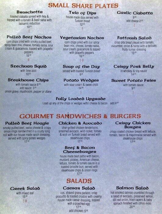 Gilhooleys Steakhouse Menu, Menu untuk Gilhooleys Steakhouse, Brisbane