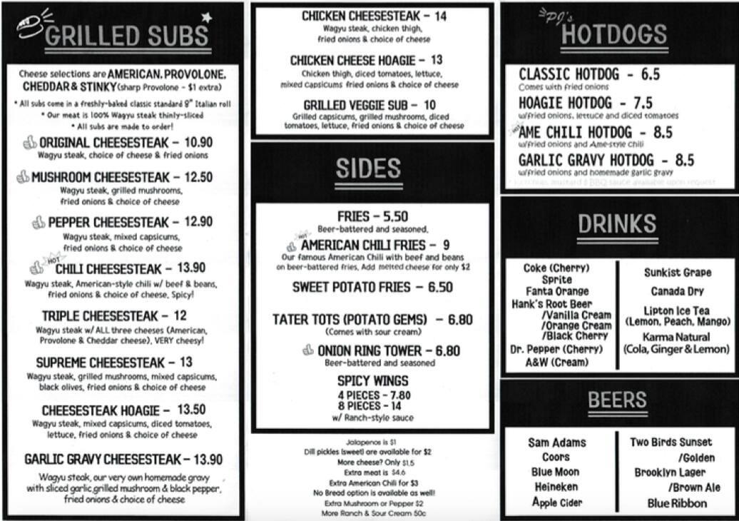 PJ's Steaks Menu, Menu for PJ's Steaks, West End, Brisbane Urbanspoon
