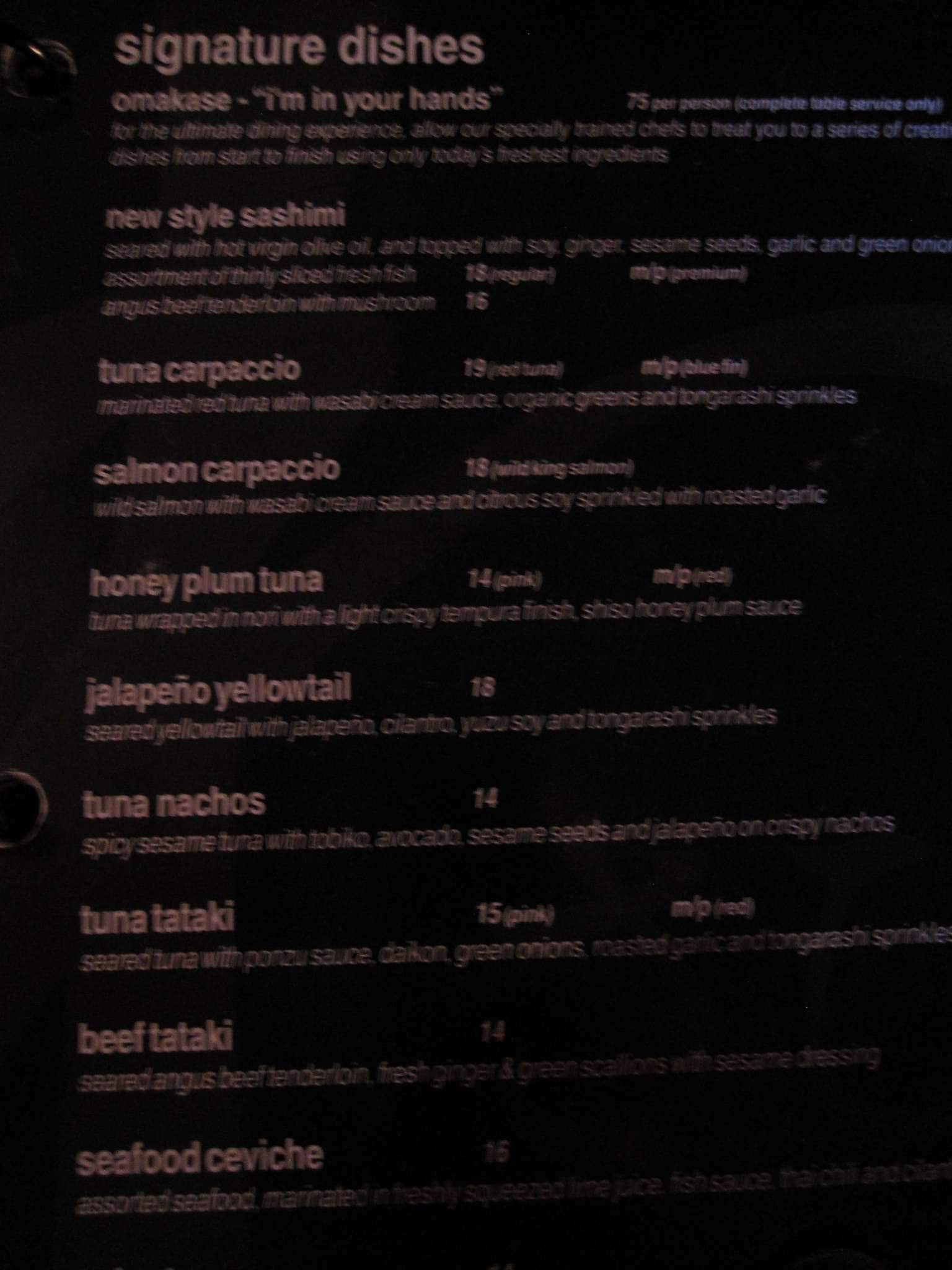 Wasabi Sushi Menu, Menu for Wasabi Sushi, West End, Winnipeg