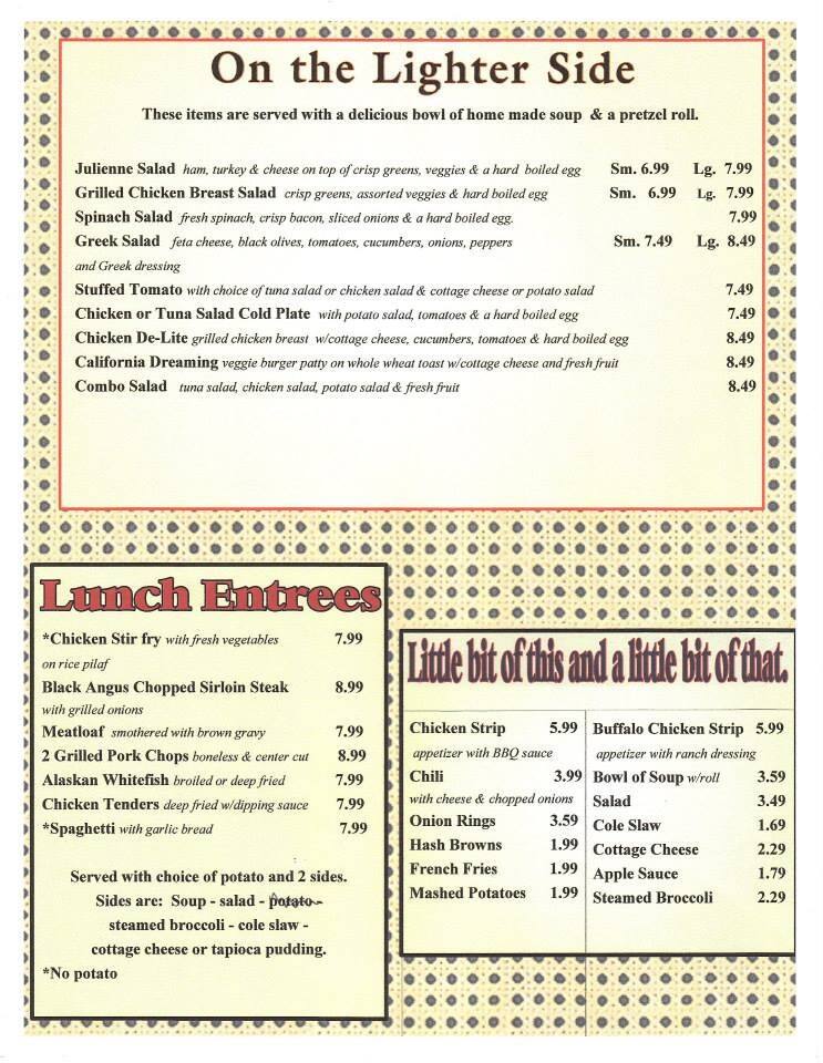 Menu at Skillets restaurant, Highland