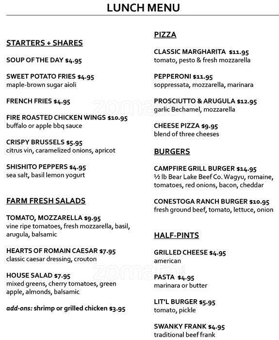 Menu at Campfire Grill Restaurant, Garden City