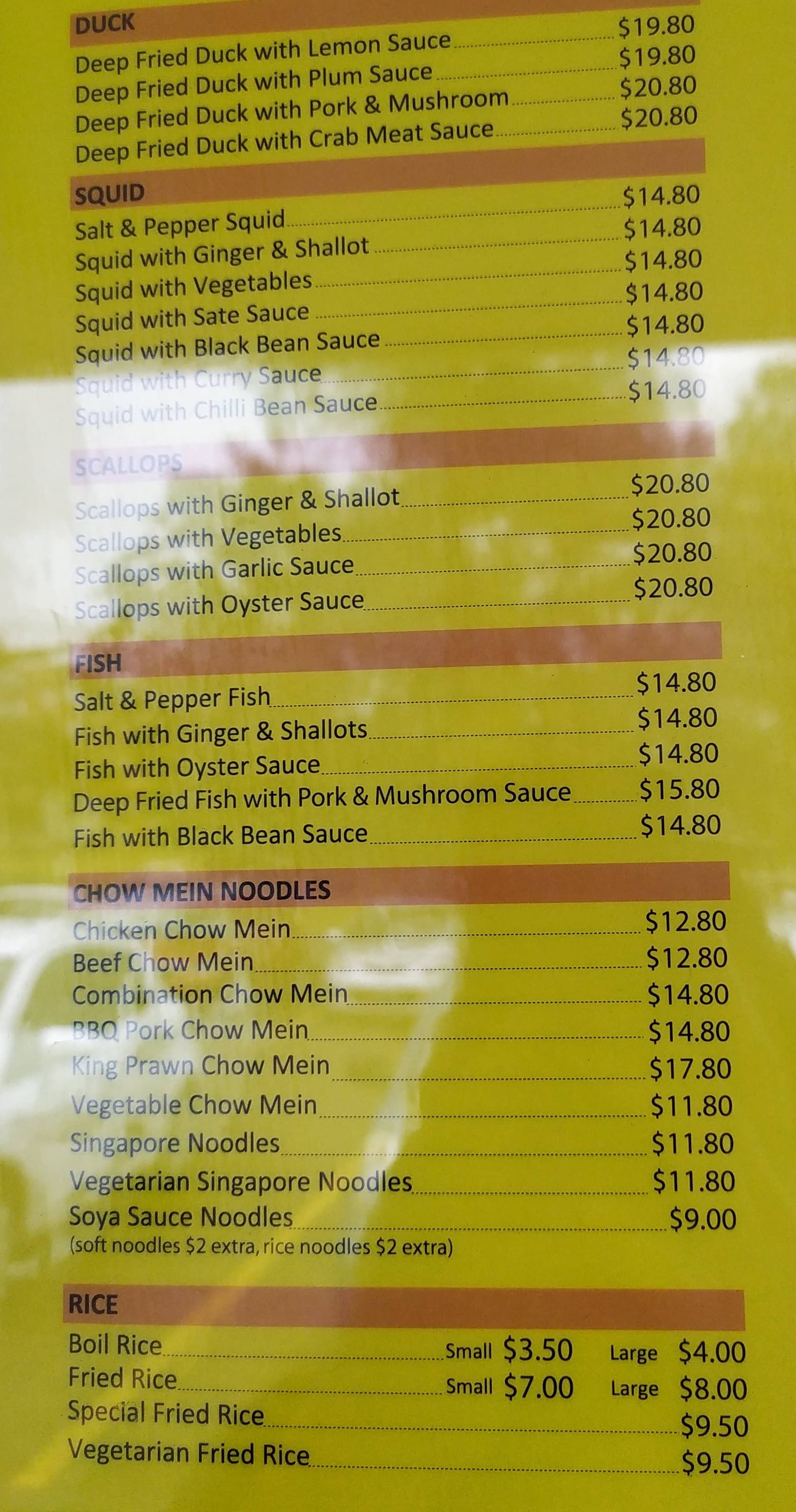 Menu at Ding Hao restaurant, Yarrawarrah