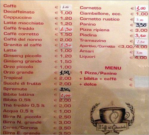 Menu di Il Caffe Del Presidente 
