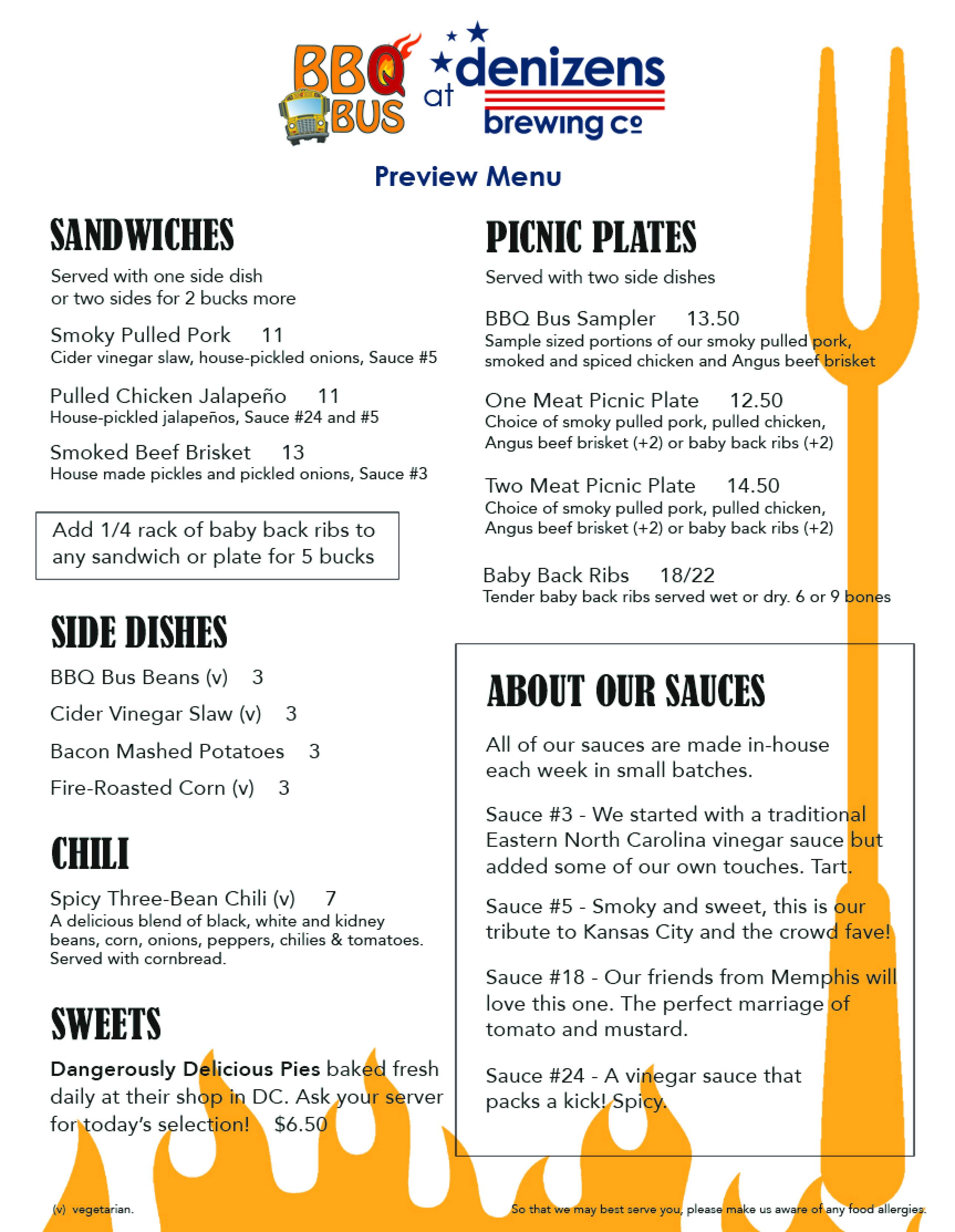 BBQ Bus menu