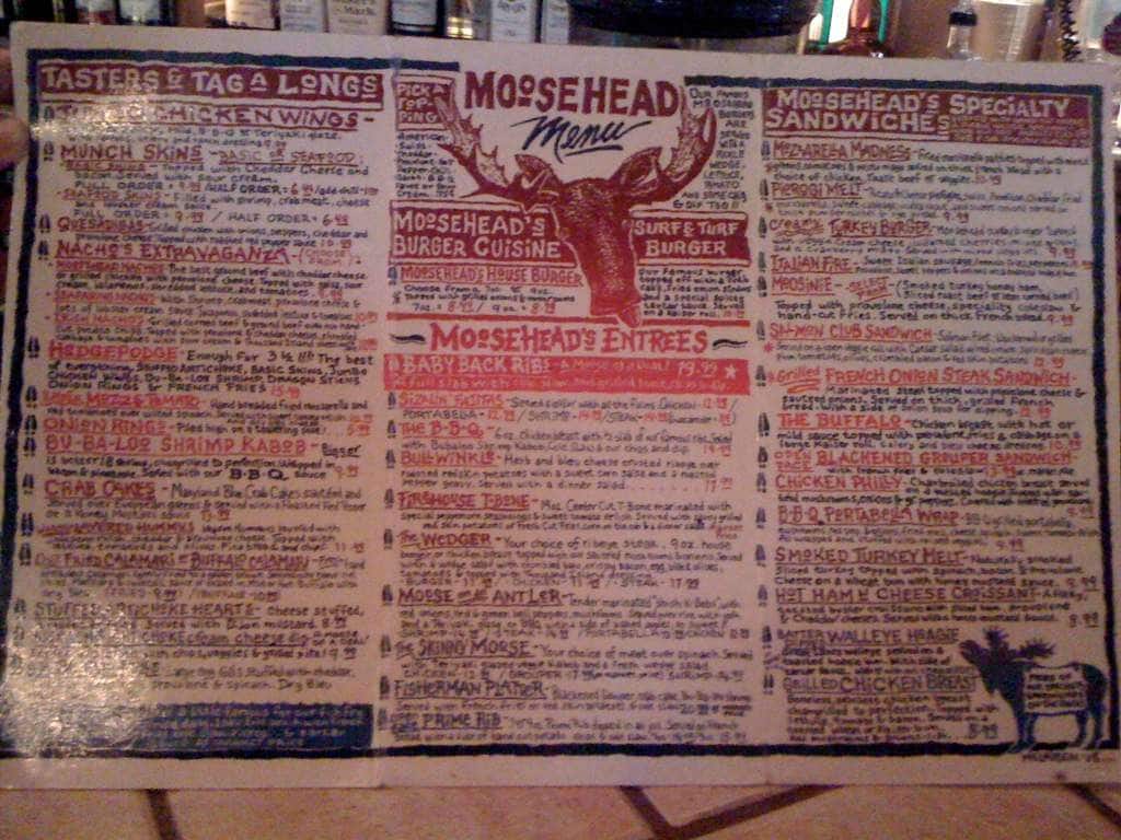 Moosehead Saloon Menu, Menu for Moosehead Saloon, Westlake, Cleveland