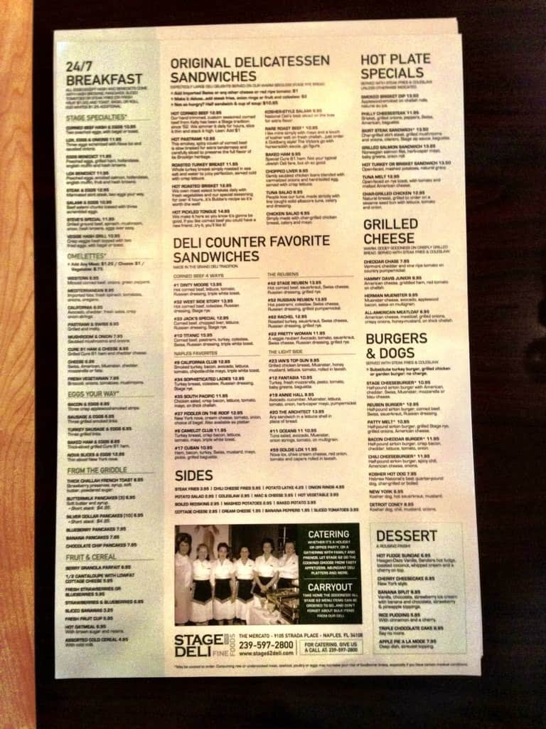 Stage 62 Delicatessen · Restaurant Menu Urbanspoon/Zomato