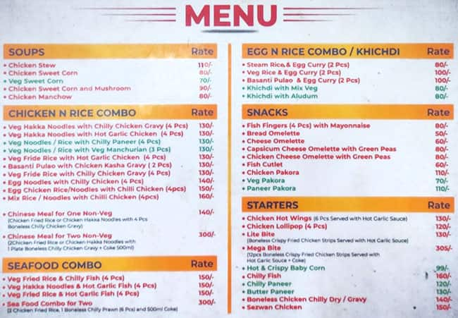 Menu of Basil Restaurant and Cafe Behala Kolkata