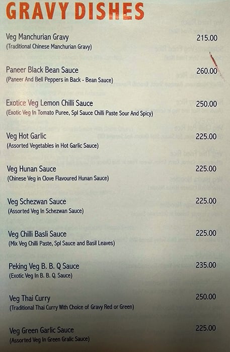 Heritage Kitchen menu