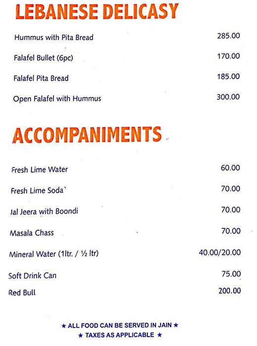 Heritage Kitchen menu